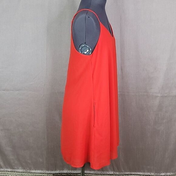 ADRIENNE Red Strappy Little Flowy Mini Dress Small - Picture 4 of 7